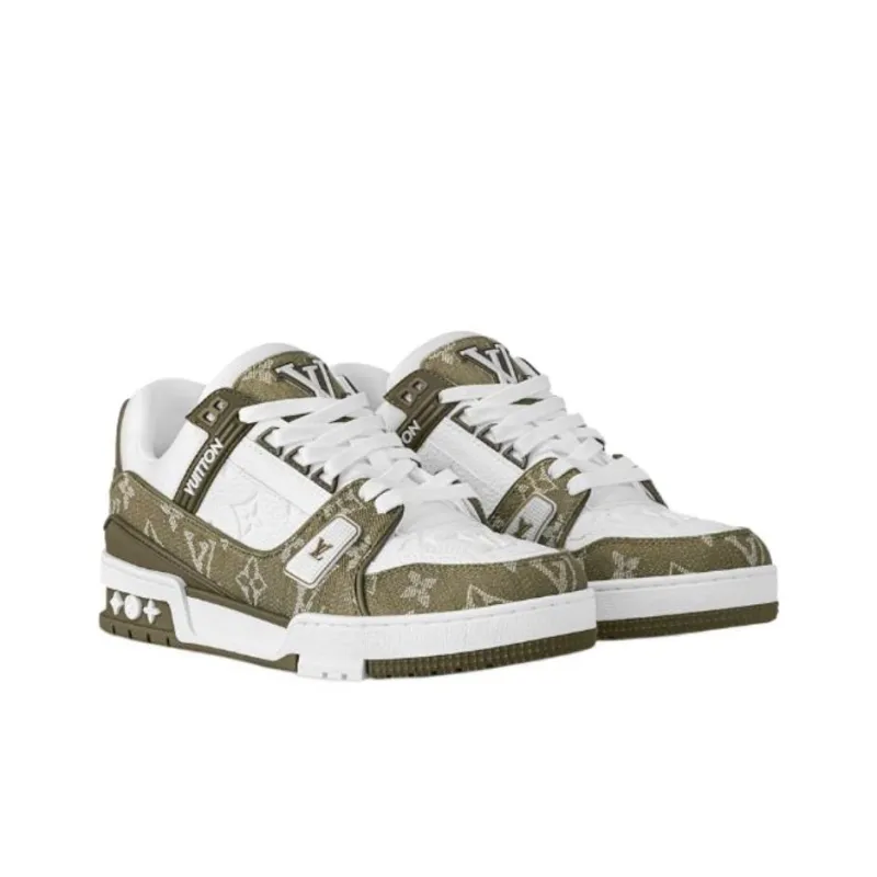 LOUIS VUITTON Trainer Low Top Skateboard Shoes Men's Green-2