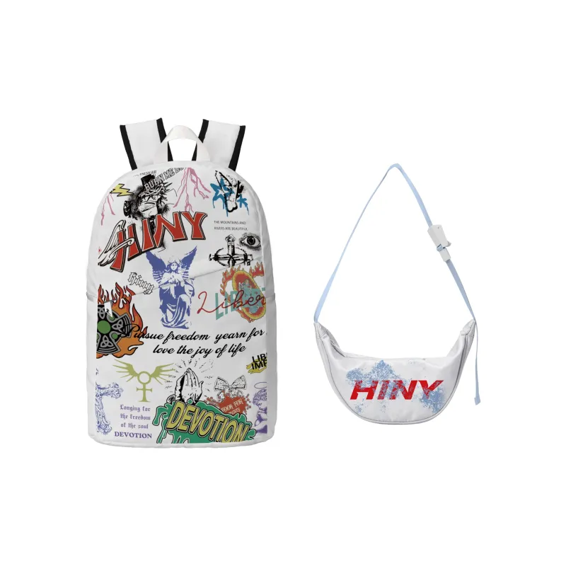HINY Polyester Student Backpack Regular Unisex White-29