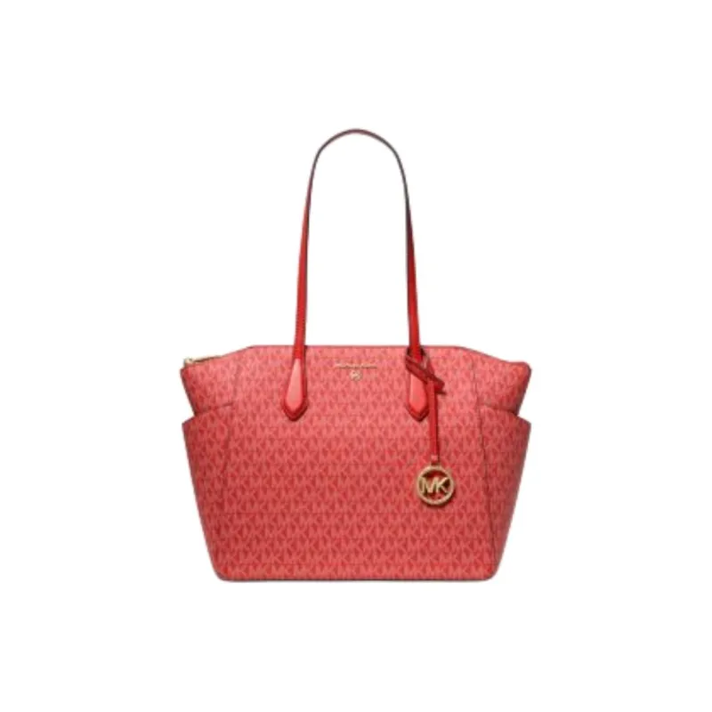 MICHAEL KORS MARILYN Coated Canvas Tote Bag, Shopping Bag, Shoulder Bag Medium Size Women's Burnt Ochre-0