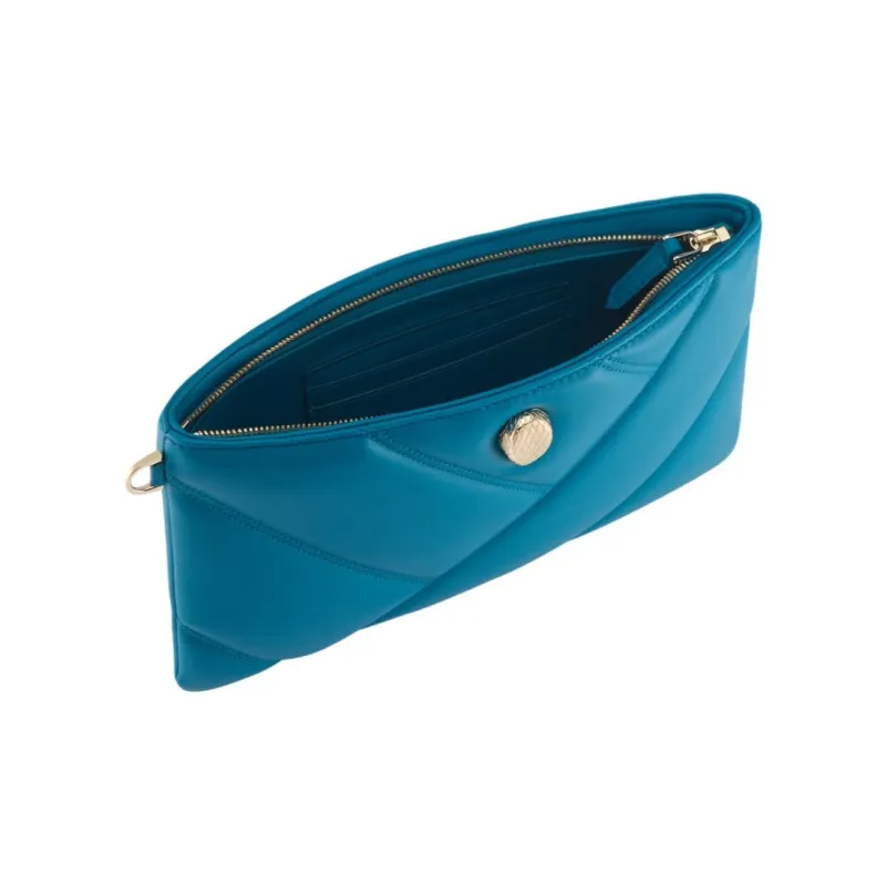 BVLGARI Serpenti Cabochon Cow Leather Clutch Women's Blue-2