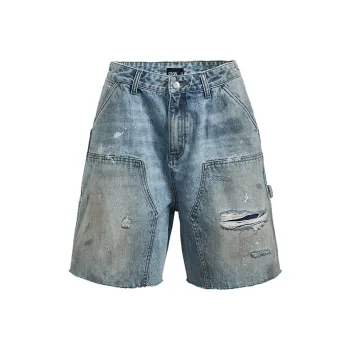 P.M.W Denim Shorts Men Washed Blue