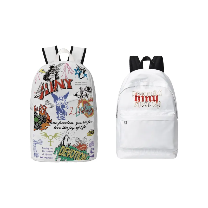 HINY Polyester Student Backpack Regular Unisex White-33