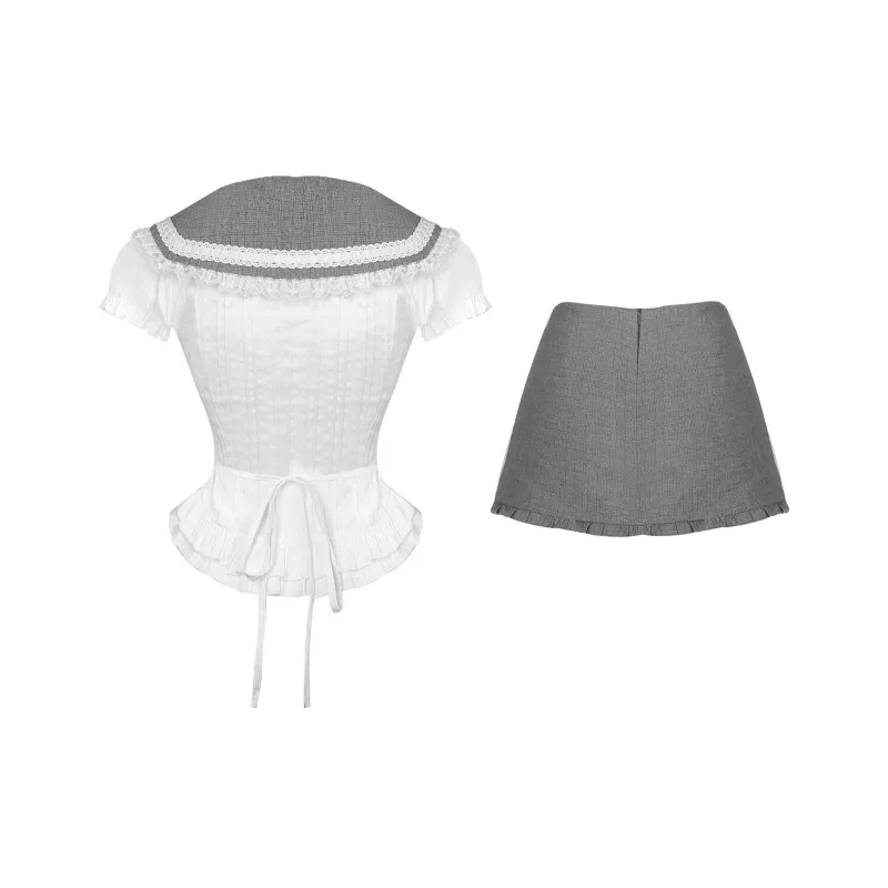 Qiuerle Two Piece Skirt Sets Women's-7