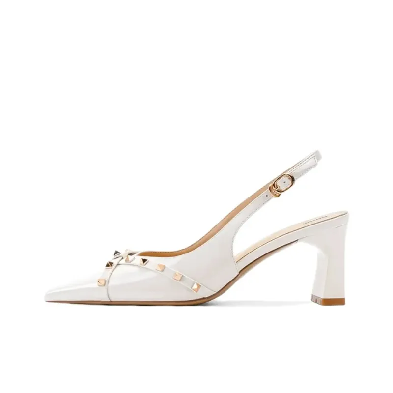 WELKIN&WZWJ Chunky Heel High Heels Women's Ecru-1
