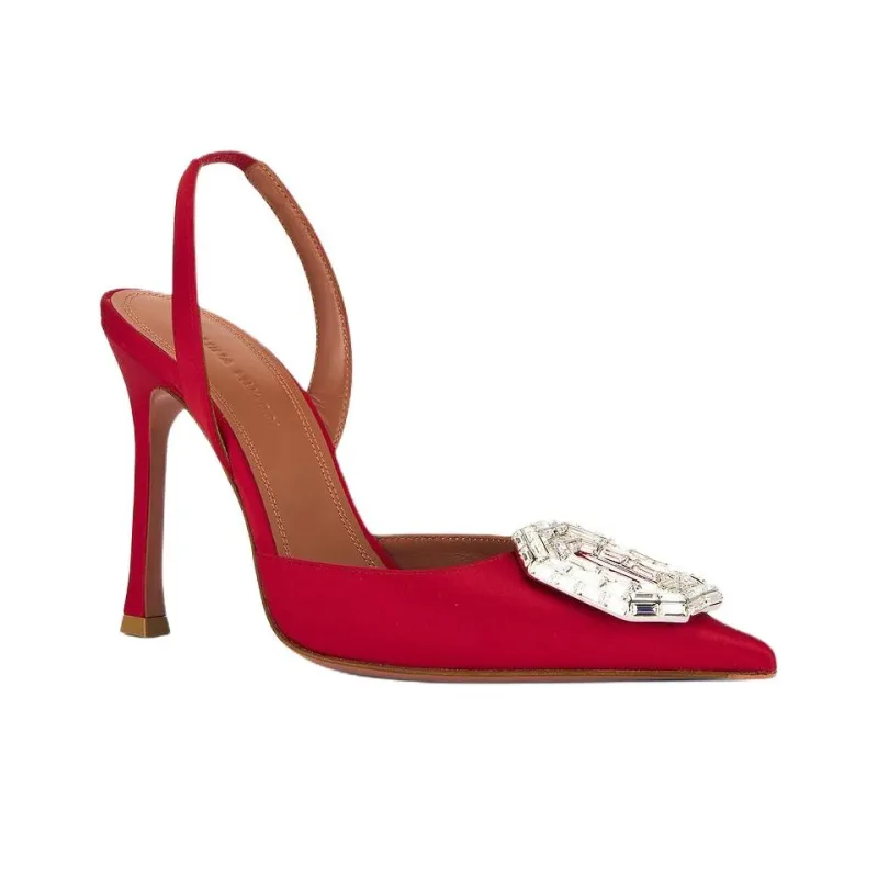 AMINA MUADDI Camelia Slim Heel High Heels 10.5cm Women's Red-1