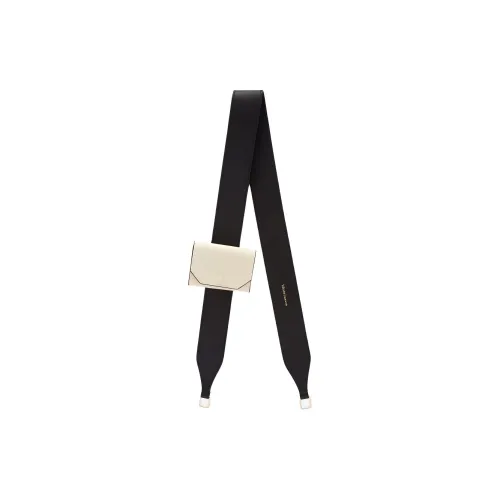 Valextra Calfskin Coin Purse Bag Strap Women's Black/White