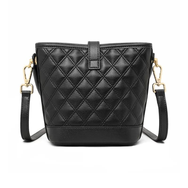 C°BANNER Cow Leather One Shoulder Handbag Trumpets Women's Black/Ecru-3