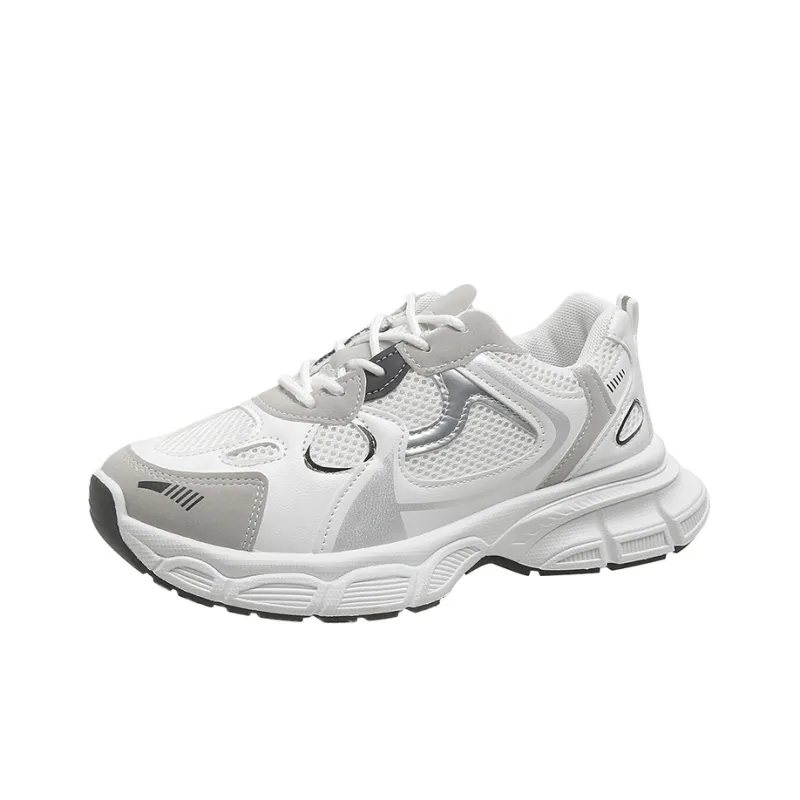 SUPEREDGE Abrasion Resistant Slip Resistant Low Top Chunky Sneakers Women's White Black-0