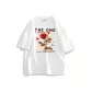 White-Short-Sleeved-Rose Letter Black