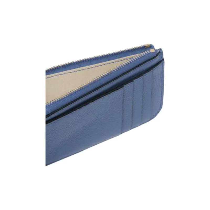Chloe Alphabet Cow Leather Wallet Women's Moonlight Blue-2