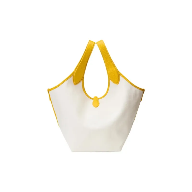 Polo Ralph Lauren Fabric Tote Bag, Shopping Bag, Handbag Trumpets Women's White & Yellow-2