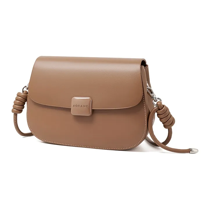 AOKANG Synthetic Leather Crossbody Bag, Shoulder Bag Trumpets Women's Ecru/Classic Black/Caramel Brown-11