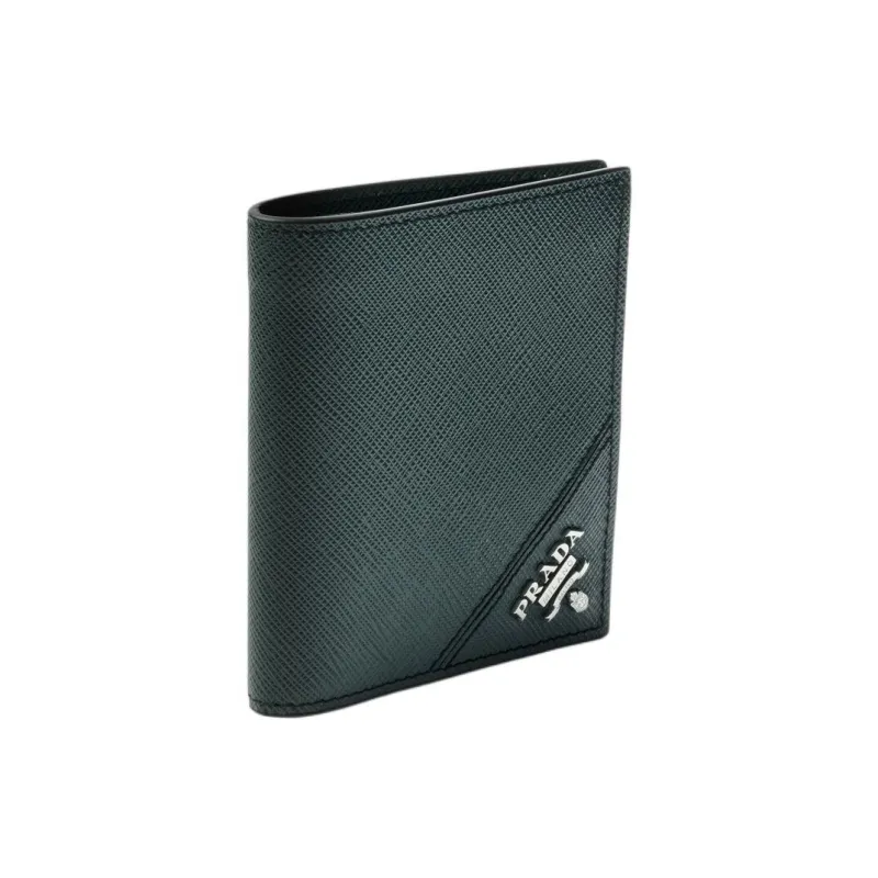 PRADA Saffiano Calfskin Wallet Men's Emerald Green-1