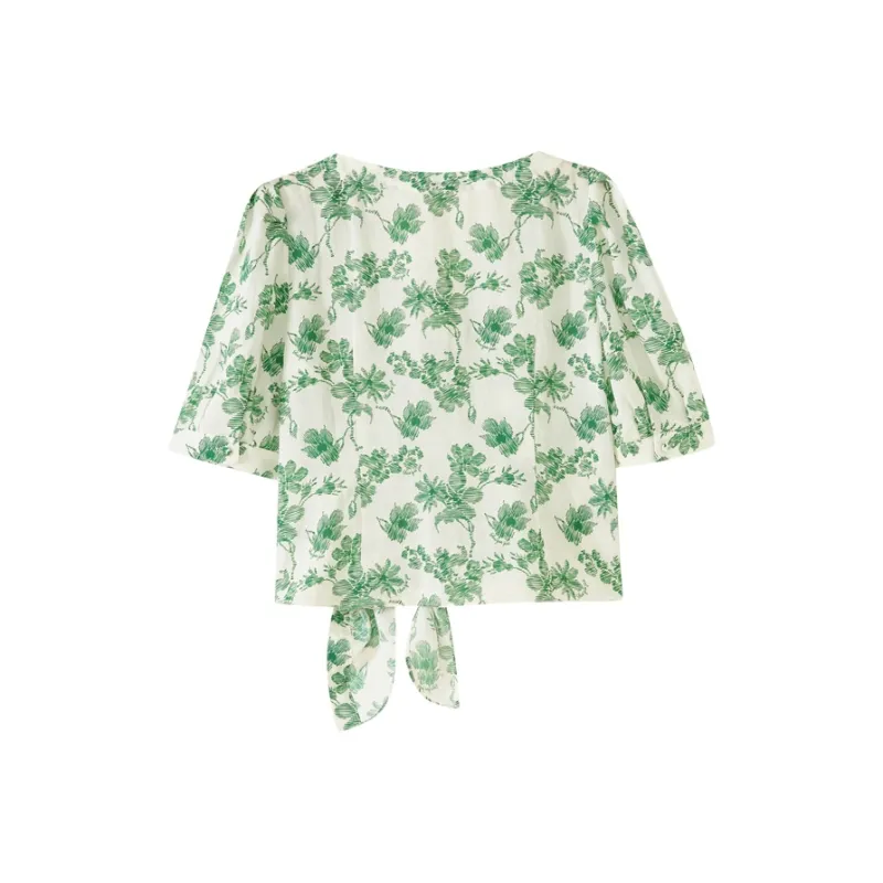 SHUIYUNJIAN Shirts Women's Forest Green Floral-1