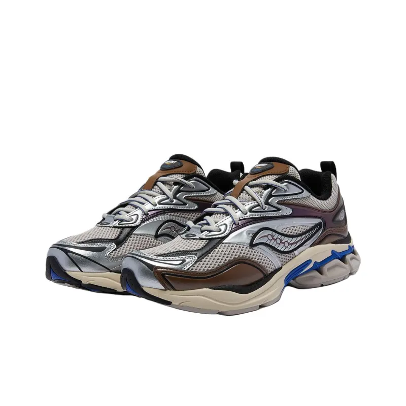 Saucony Low Top Running Shoes Unisex Gray Silver-2