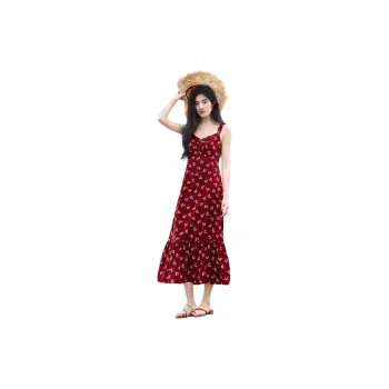 XWI Slip Dresses Women's Red With Print