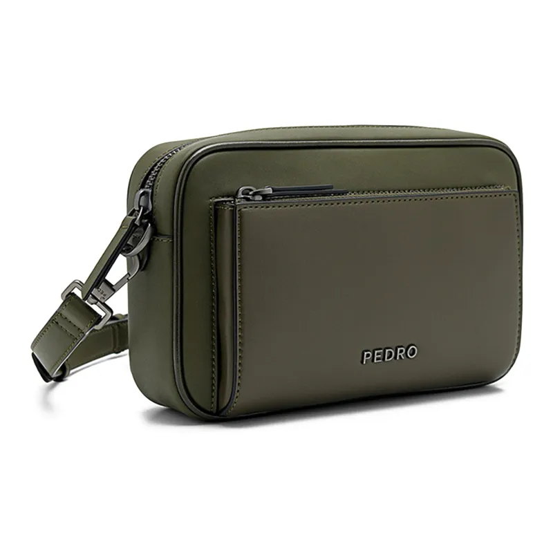 PEDRO Microfiber Shoulder Bag Men's Black/Beige-12