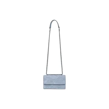 TORY BURCH Fleming Denim Shoulder Bag Trumpets Women's Light Blue