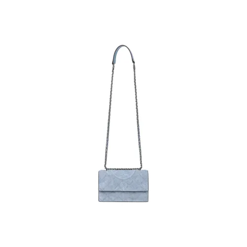 TORY BURCH Fleming Denim Shoulder Bag Trumpets Women's Light Blue