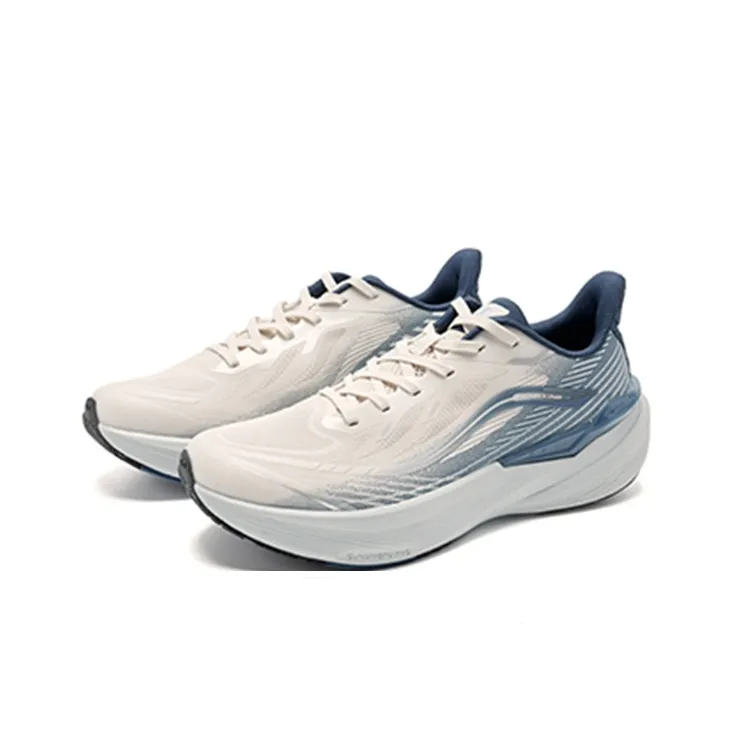 QIAODAN Cushioning Lightweight Low Top Casual Running Shoes Men's Beige Blue-1