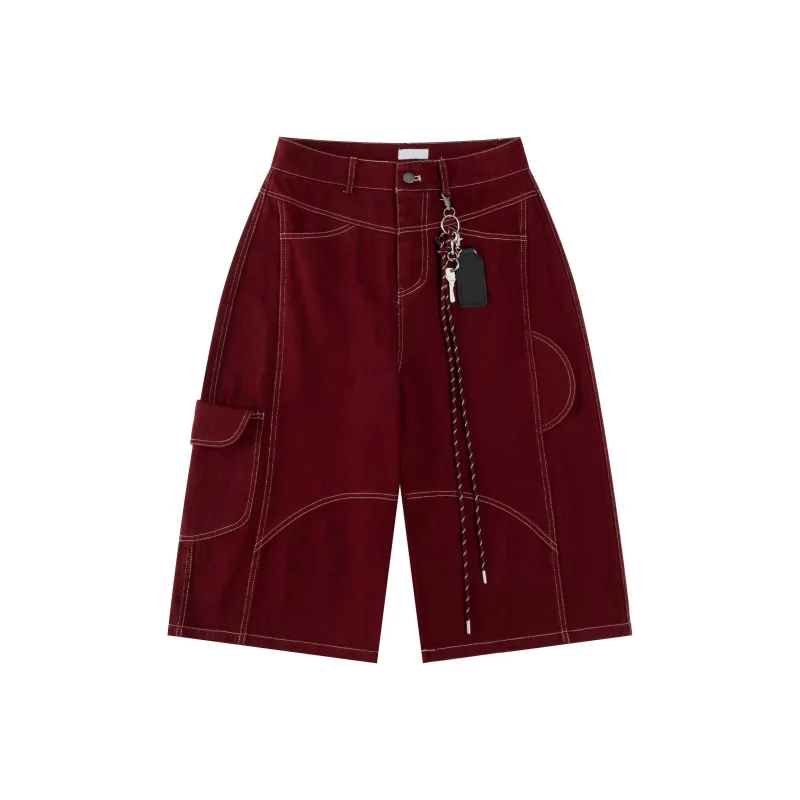 FOASIS Denim Shorts Women's Red-0