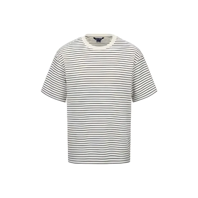 URBAN REVIVO T Shirts Men Ink Blue Stripes-0