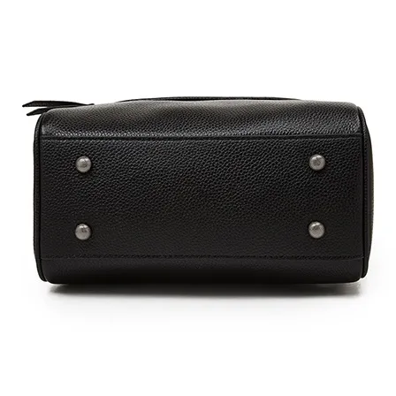 Old Man's Head Top Grain Cow Leather Handbag Regular Women's Black-7