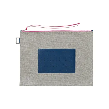 HERMES Navette Goatskin Clutch Tubas Women's Dark Blue