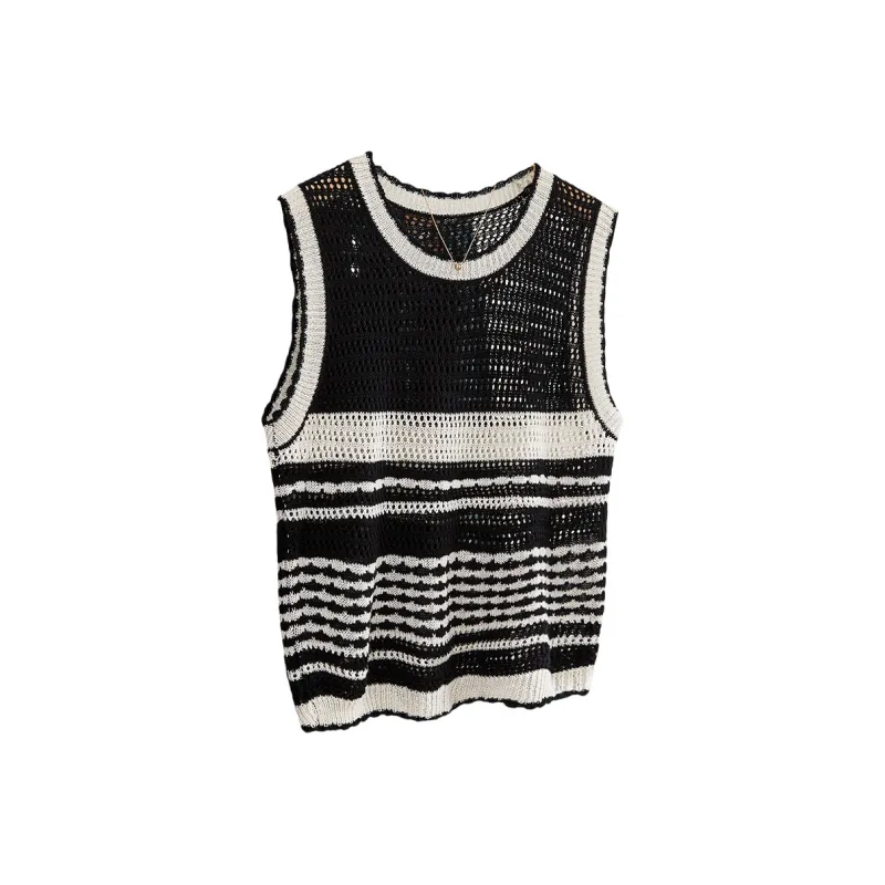 TOUCH Tank Tops Women's Black White Stripes-0
