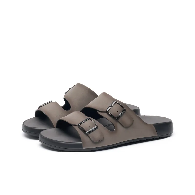 C°BANNER Rubber Sole Slip Resistant Slide Slippers Men's Gray-1