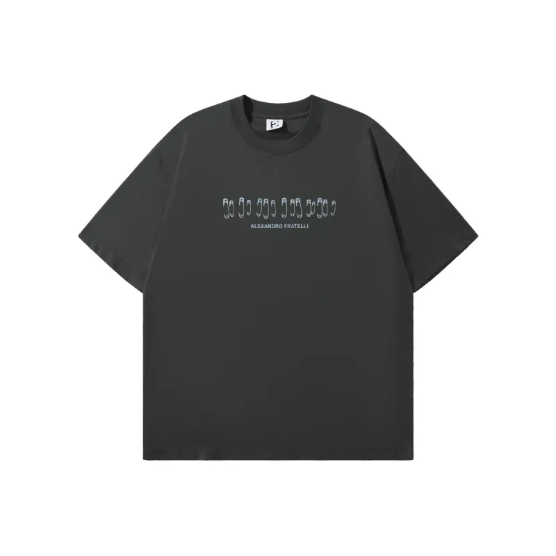 ALEXANDRO FRATELLI Crew Neck Minimalist Versatile Base Layer Versatile Basic T Shirt Unisex Black White Gray-0