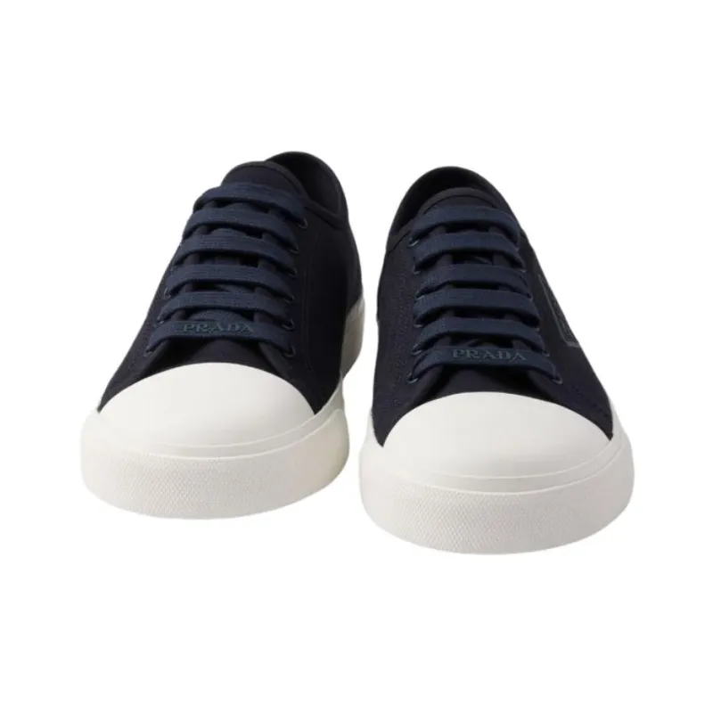 PRADA Low Top Canvas Shoes Men's Marine Blue-4
