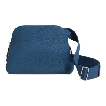 HERMES Bolide Togo Calfskin Crossbody Bag Unisex Tie Dye Blue