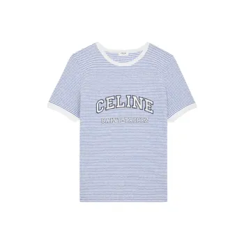 CELINE T Shirt Women's Blue White