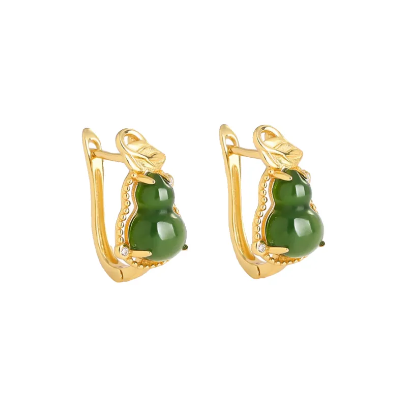 HENGTAIZHUBAO Hetian Jade Earrings Jasper Women's-0