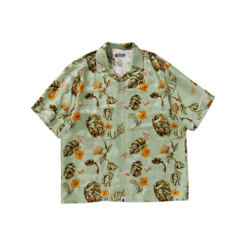 Bape Vacation Pattern Open Collar Ss Shirt-2