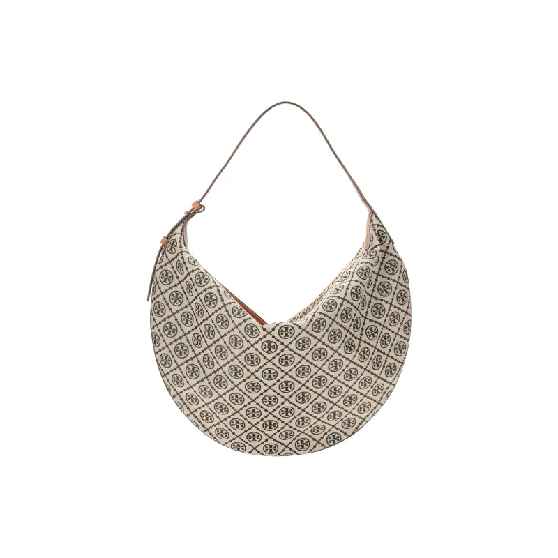 TORY BURCH T Monogram Fabric Crescent Bag Handbag Shoulder Bag Regular Women's Marine Blue-2