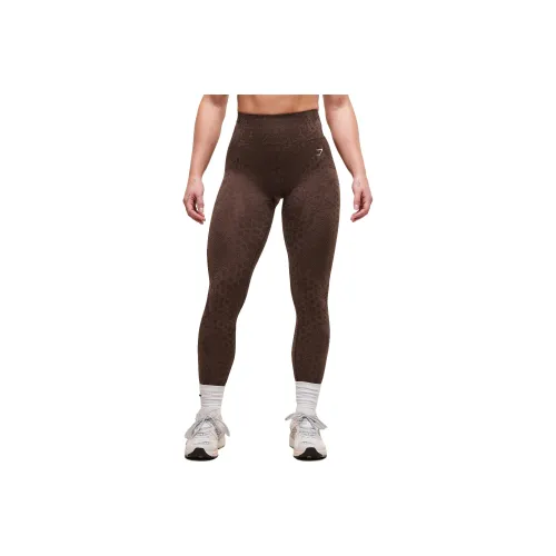 GYMSHARK x Whitney Animal Yoga Pants Women's Brown
