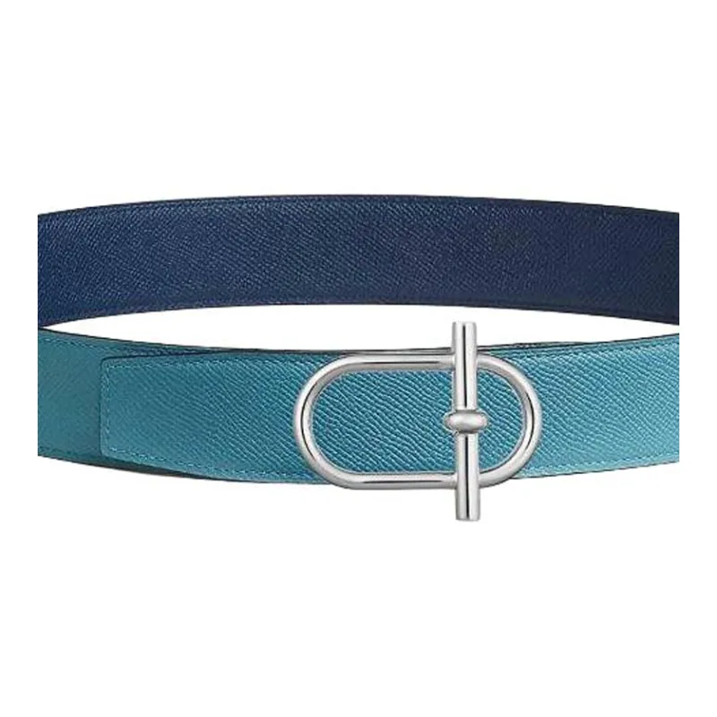 HERMES Metal Leather Belts Unisex Green Width 3.8cm-2