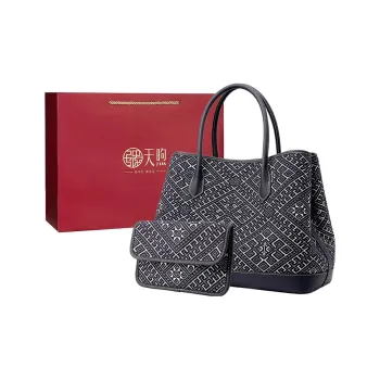 Pmsi Cow Leather + Fabric Combo Bag Handbag Tubas Women's Blue