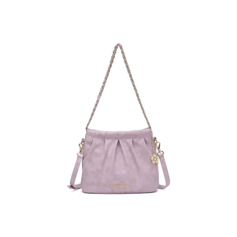 JEANSWEST High Quality Leather Shoulder Bag Women's Pink Purple-0