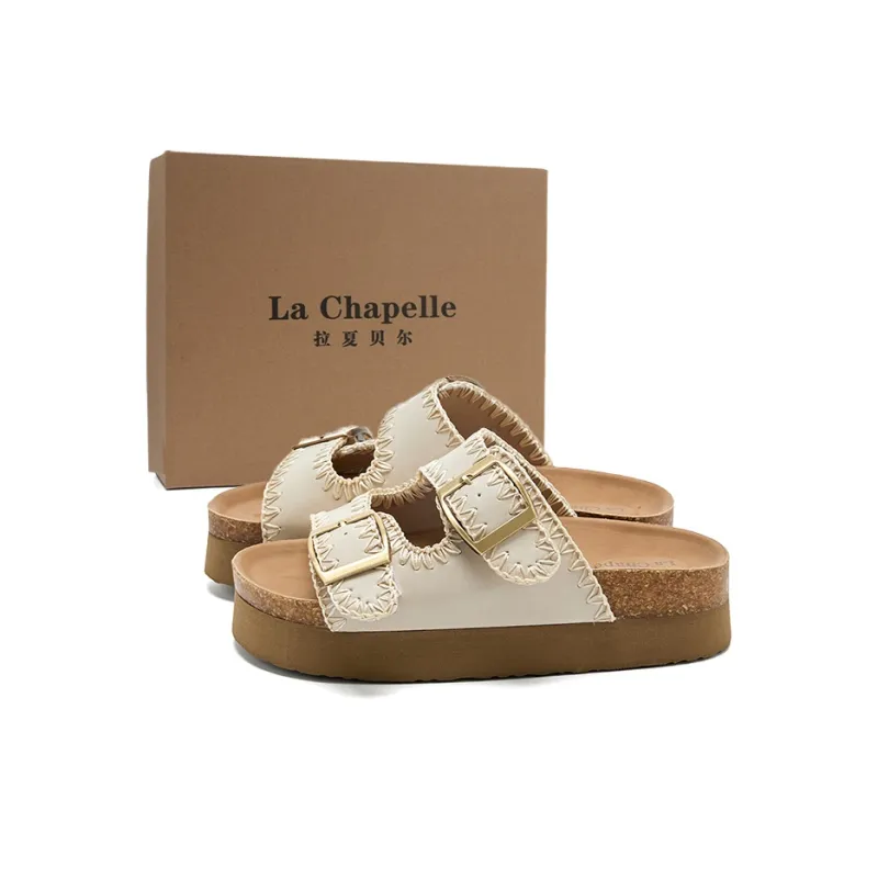 La Chapelle Abrasion Resistant Slide Slippers Women's Beige-0