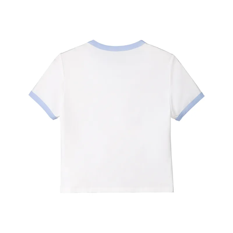 Fstudio Short Sleeved Summer Korean Style Crew Neck Print Color Block Letter T Shirt Women's-5
