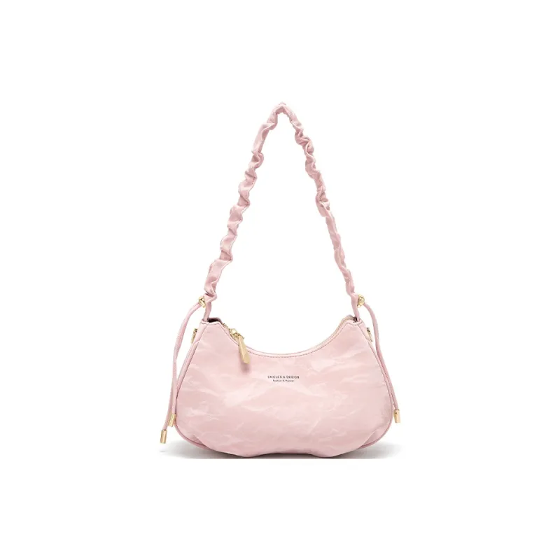 CNOLES Cow Leather Shoulder Bag, Crossbody Bag Regular Women's Cherry Blossom Pink-3
