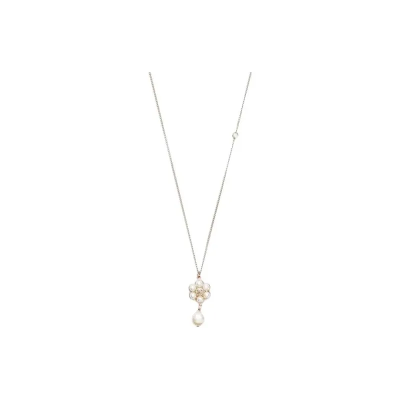 CHANEL Artificial Pearl Necklaces Women's Silver-1