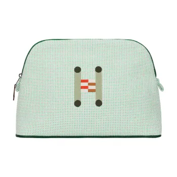 HERMES Bolide Crazy H Cotton Storage Bag Medium Size Women's Cloud White & Mint Green