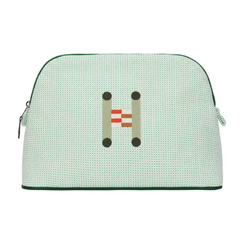 HERMES Bolide Crazy H Cotton Storage Bag Medium Size Women's Cloud White & Mint Green