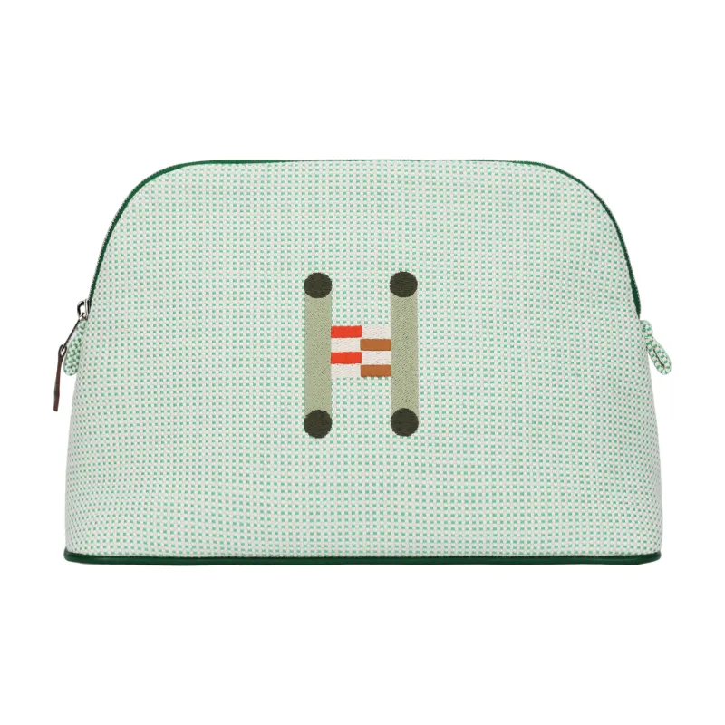 HERMES Bolide Crazy H Cotton Storage Bag Medium Size Women's Cloud White & Mint Green-0