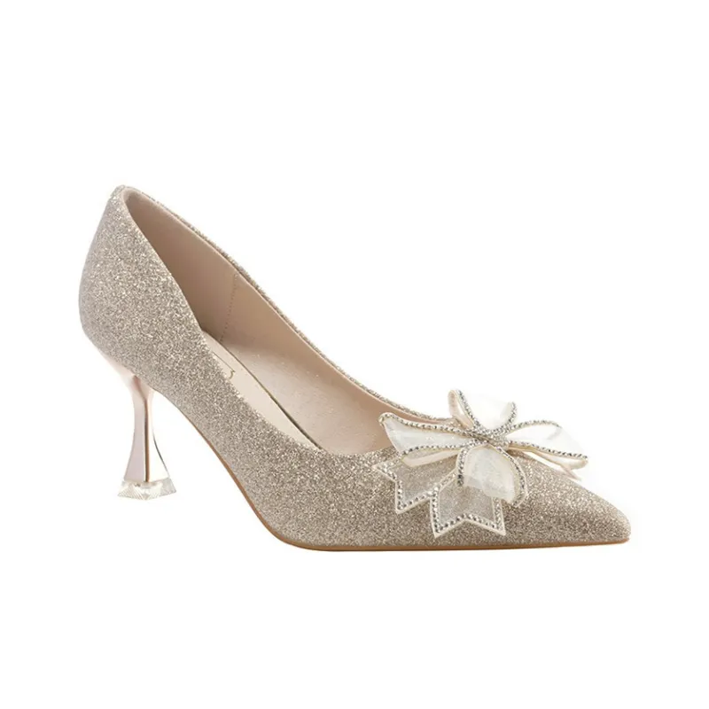 KATHRYN WILSON Chunky Heel High Heels 7.5cm Women's Champagne-1