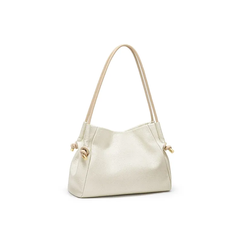CNOLES Synthetic Leather Shoulder Bag Women's Nestlé Coffee White-3